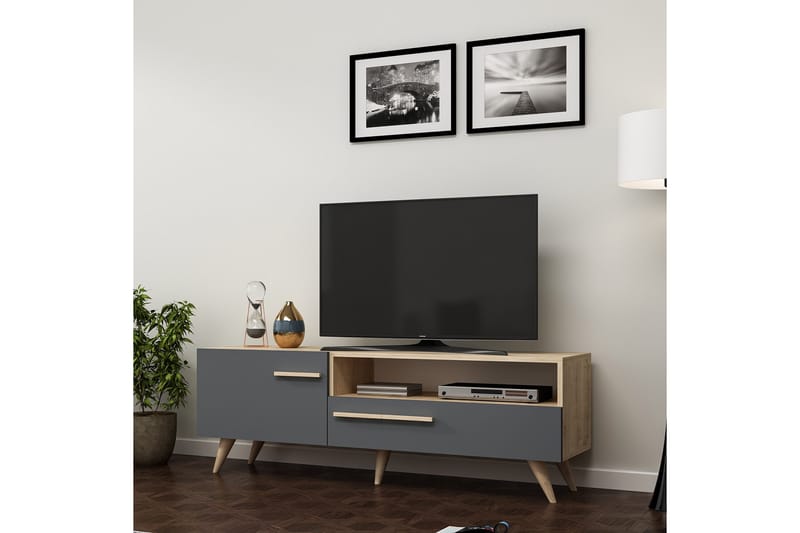 TV-benk 150 cm - Natur/Antrasitt - TV benk & mediabenk