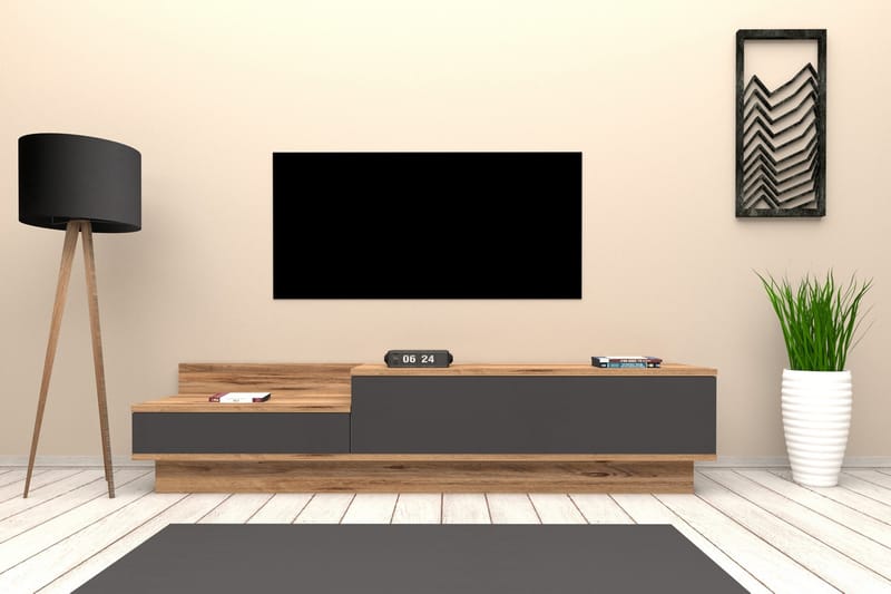 TV-benk 160 cm - Natur/Antrasitt - Møbler - TV- & Mediamøbler - TV benk & mediabenk