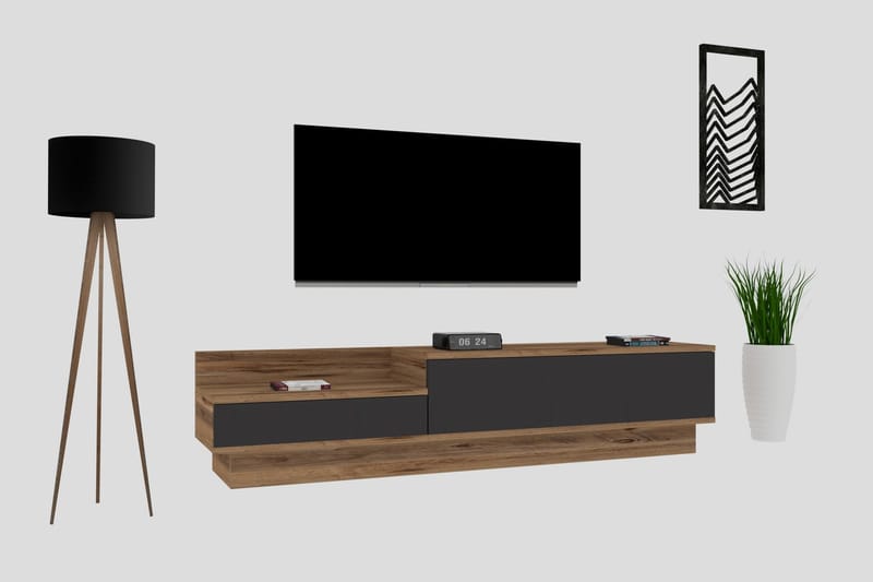 TV-benk 160 cm - Natur/Antrasitt - Møbler - TV- & Mediamøbler - TV benk & mediabenk