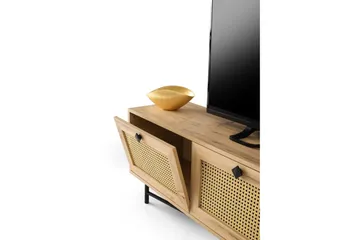 TV-benk 180 cm 4 Skap - Natur/Svart - Møbler - TV- & Mediamøbler - TV benk & mediabenk