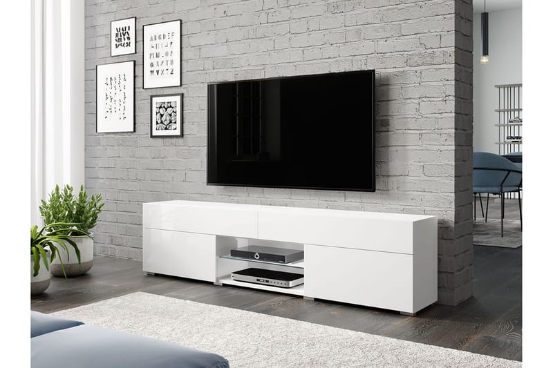 Tv-benk 180x45 cm - Hvit - TV benk & mediabenk