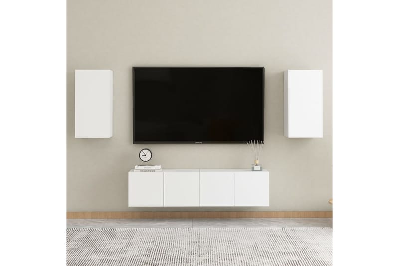 TV-benk 2 stk hvit 30,5x30x60 cm sponplate - Hvit - TV benk & mediabenk