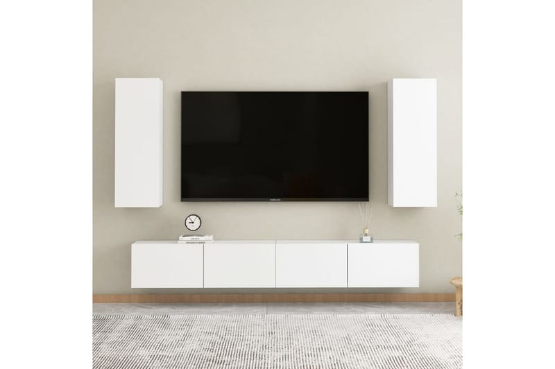 TV-benk 2 stk hvit 30,5x30x90 cm sponplate - Hvit - TV benk & mediabenk