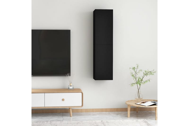 TV-benk 2 stk svart 30,5x30x60 cm sponplate - Svart - TV benk & mediabenk