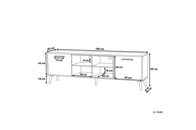 TV-benk Alloa 40 x 180 cm - Tre | Natur - TV benk & mediabenk