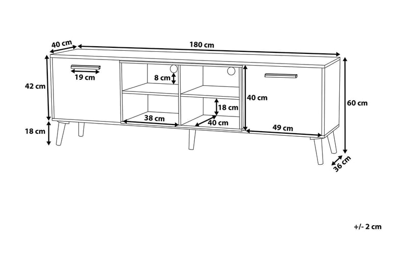 TV-benk Alloa 40x180 cm - Hvit - TV benk & mediabenk