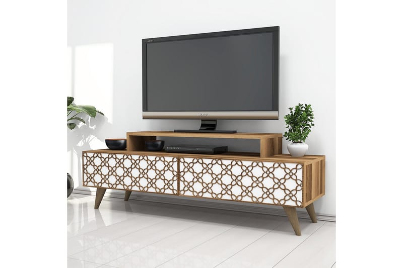 TV-Benk Amtorp 140 cm - Brun|Hvit - TV benk & mediabenk