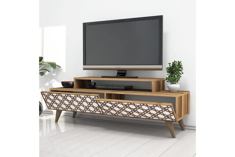 TV-Benk Amtorp 140 cm - Brun|Hvit - TV benk & mediabenk