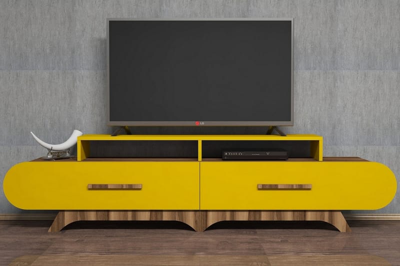 TV-Benk Amtorp 205 cm - Brun|Gul - TV benk & mediabenk