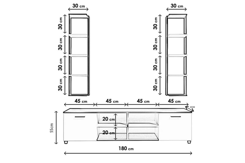 TV-benk Ancelle 180 cm - Svart/Hvit - TV benk & mediabenk