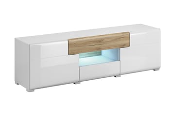 TV-benk Aureas 159 cm - Eik/Hvit høyglans - Møbler - TV- & Mediamøbler - TV benk & mediabenk