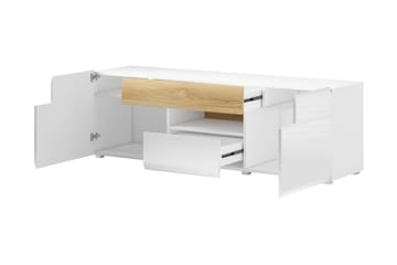 TV-benk Aureas 159 cm - Eik/Hvit høyglans - Møbler - TV- & Mediamøbler - TV benk & mediabenk