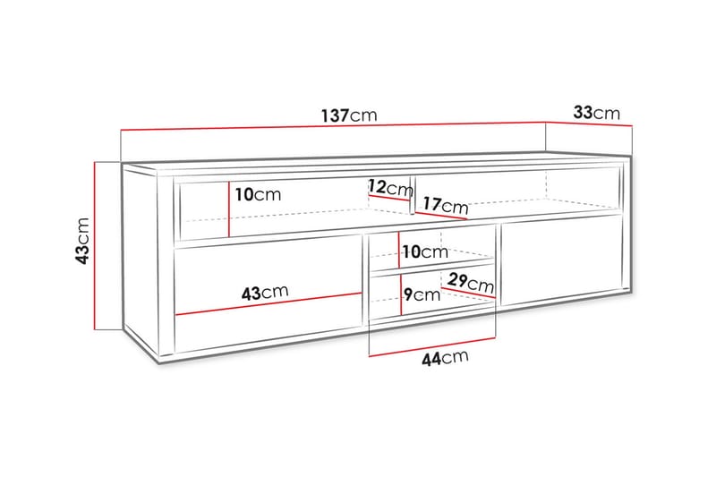 TV-benk Bangoralla 137 cm - Eik - TV benk & mediabenk