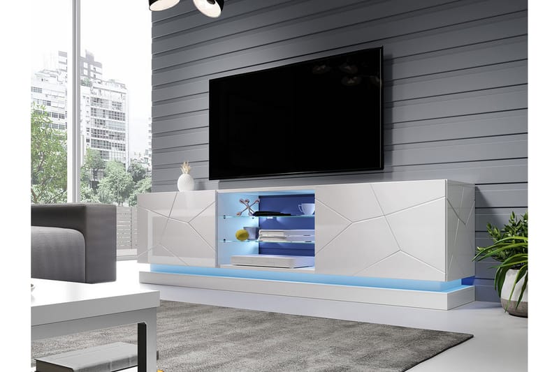 Tv-benk Barjols 200 cm - Hvit Highlighter - TV benk & mediabenk
