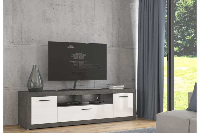 Tv-benk Belchin 213 cm - Grå/Hvit - TV benk & mediabenk