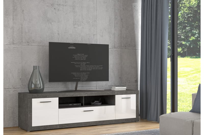 Tv-benk Belchin 213 cm - Grå/Hvit - TV benk & mediabenk