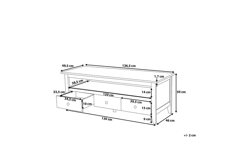 Tv-Benk Berkeley 49,5x136,5 Cm - Tilgjengelig I Flere Størrelser - TV benk & mediabenk