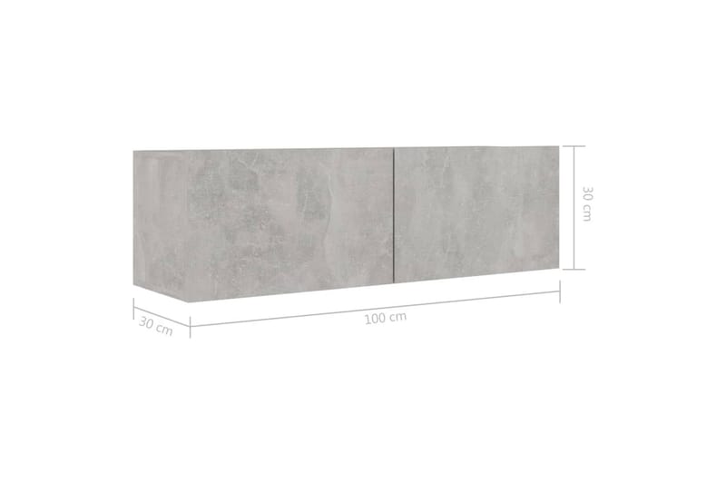 TV-benk betonggrå 100x30x30 cm sponplate - TV benk & mediabenk