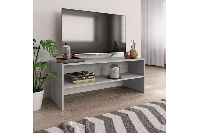 TV-benk betonggrå 100x40x40 cm sponplate - Grå - TV benk & mediabenk