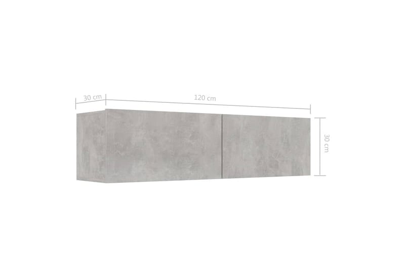 TV-benk betonggrå 120x30x30 cm sponplate - TV benk & mediabenk