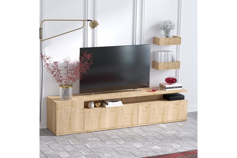 TV-benk Bodeiz 180 cm - Natur/Hvit - TV benk & mediabenk