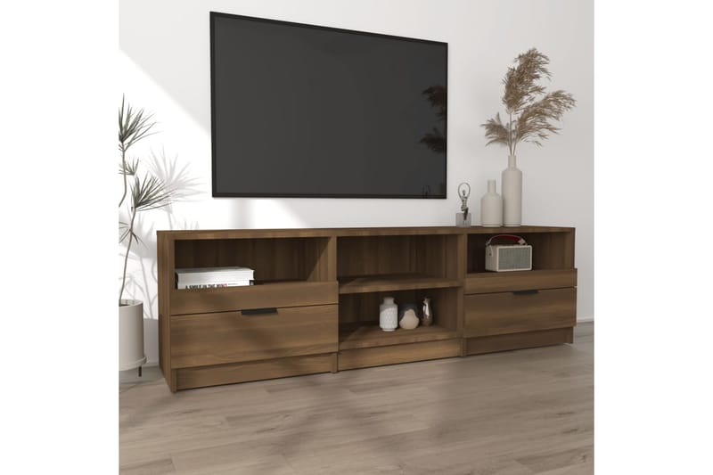 TV-benk brun eik 150x33,5x45 cm konstruert tre - Brun - TV benk & mediabenk