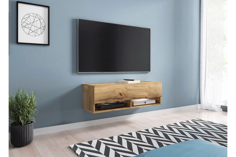 TV-benk Bulvine 100 cm LED-belysning - Hvit - TV benk & mediabenk
