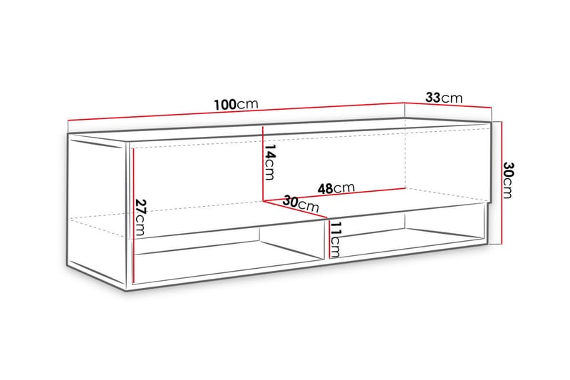 TV-benk Bulvine 100 cm LED-belysning - Hvit - TV benk & mediabenk