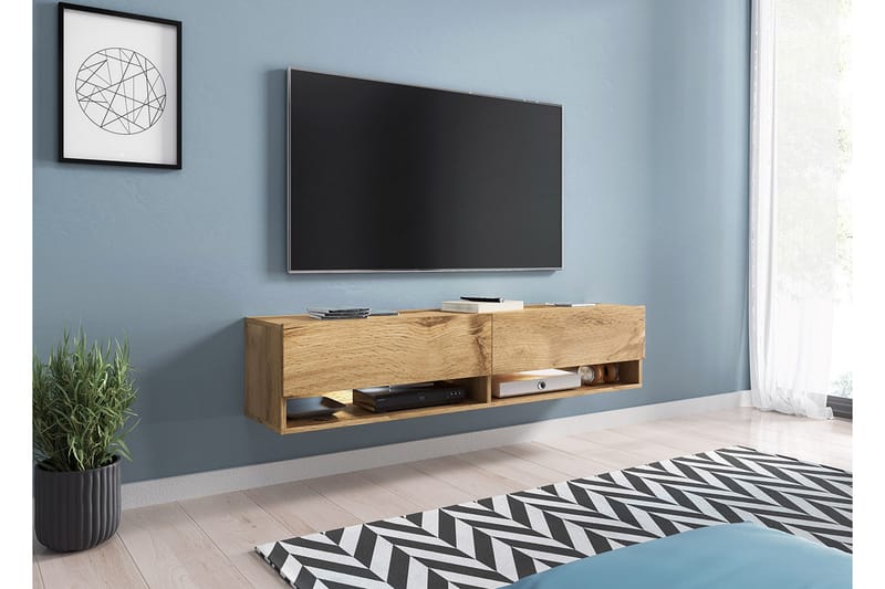 TV-benk Bulvine 140 cm LED-belysning - Beige/Hvit - TV benk & mediabenk