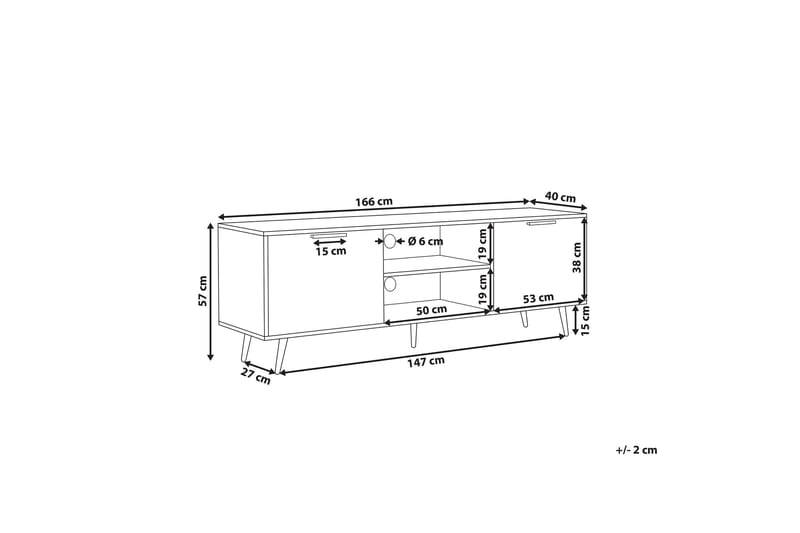 Tv-benk Cabazon 166x40 cm - Svart - TV benk & mediabenk