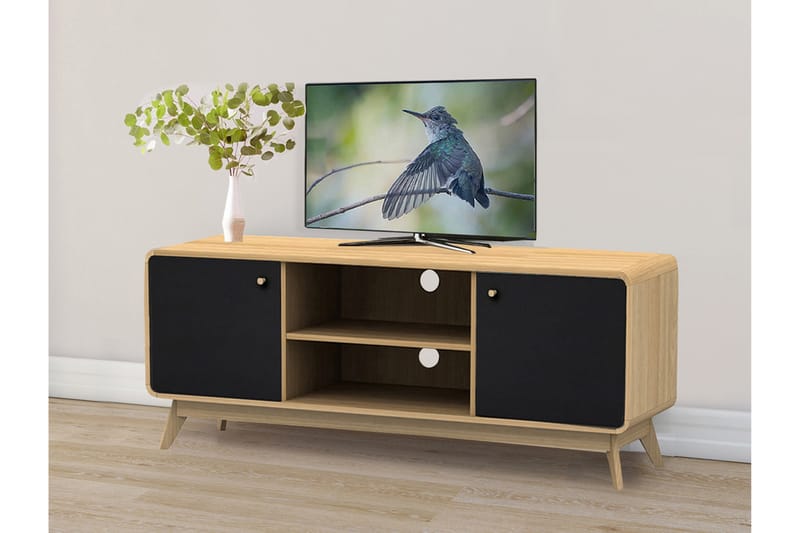 Tv-benk Caitlyn 140 cm - Natur/Svart - TV benk & mediabenk