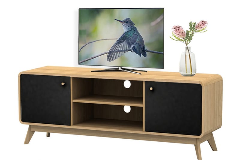 Tv-benk Caitlyn 140 cm - Natur/Svart - TV benk & mediabenk