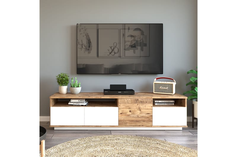 TV-benk Calrin 180 cm 2 Hyller - Natur / Hvit - TV benk & mediabenk