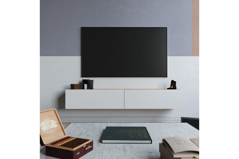 TV-benk Calrin 180 cm - Hvit / Natur - TV benk & mediabenk