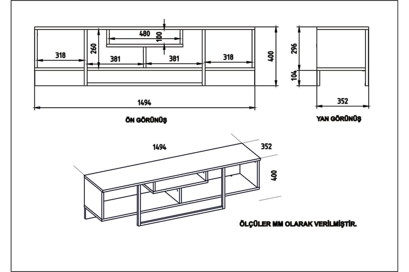 TV-Benk Chintala 149 cm - Hvit|Svart - Møbler - TV- & Mediamøbler - TV benk & mediabenk