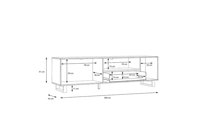 TV-benk Coppin 180 cm - Brun/Svart - TV benk & mediabenk