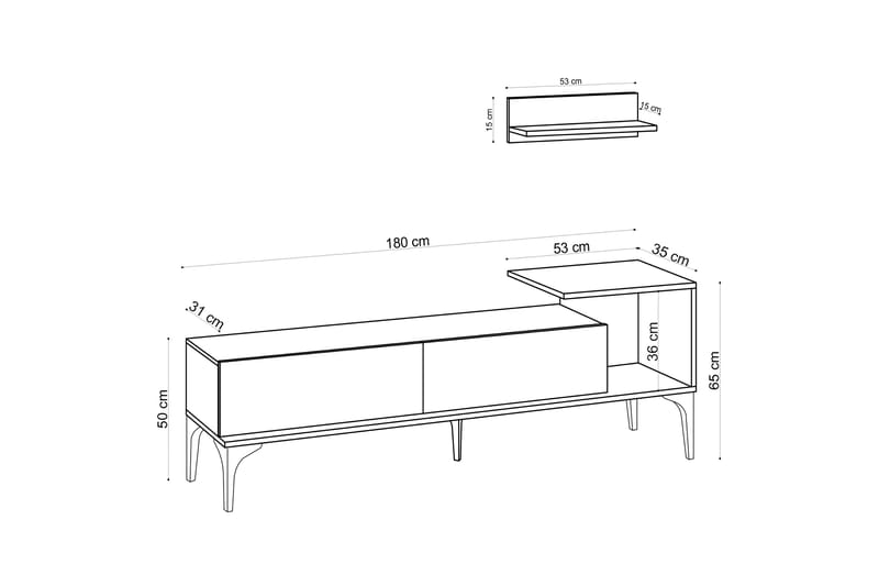 TV-benk Cucuy 180 cm - Natur/Hvit - TV benk & mediabenk