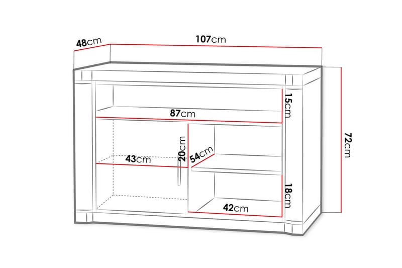 TV-benk Dallas 107x48x72 cm - TV benk & mediabenk