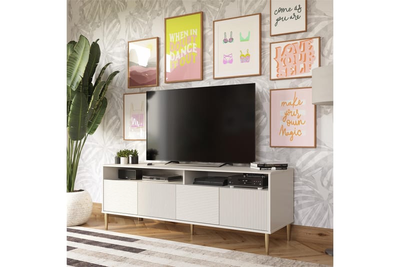 Tv-benk Daphne 158,5x50 cm Hvit - Dorel Home - TV benk & mediabenk