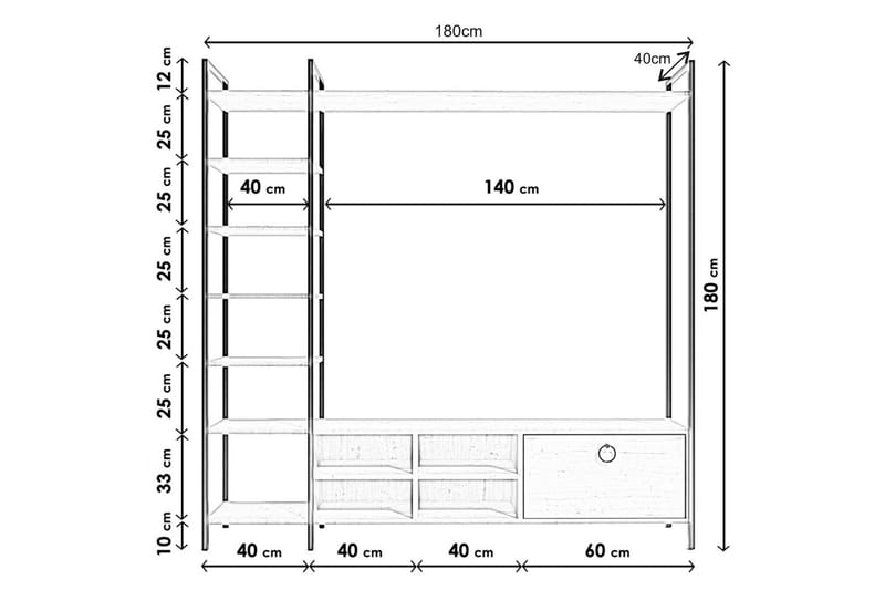 TV-benk Demirler 180 cm - Svart - TV benk & mediabenk