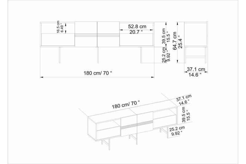 TV-benk Derine 180 cm - Hvit - TV benk & mediabenk