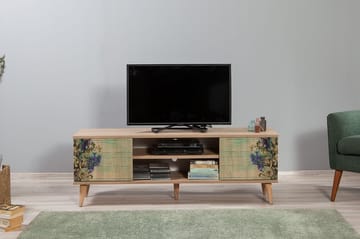 TV-benk Dirk 140 cm Kirsebærblomst - Brun/Grønn - Møbler - TV- & Mediamøbler - TV benk & mediabenk