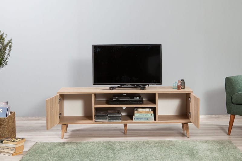 TV-benk Dirk 140 cm Kirsebærblomst - Brun/Grønn - Møbler - TV- & Mediamøbler - TV benk & mediabenk