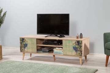 TV-benk Dirk 140 cm Kirsebærblomst - Brun/Grønn - Møbler - TV- & Mediamøbler - TV benk & mediabenk
