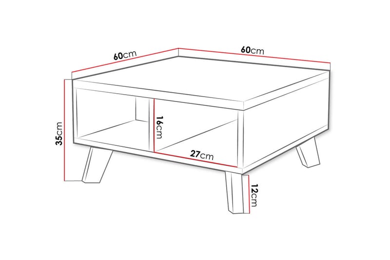 TV-benk Dudley 60 cm - Hvit/Eik - TV benk & mediabenk