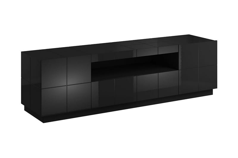 Tv-benk Ebreon 184 cm + LED - Svart Høyglans/Hvit LED - TV benk & mediabenk
