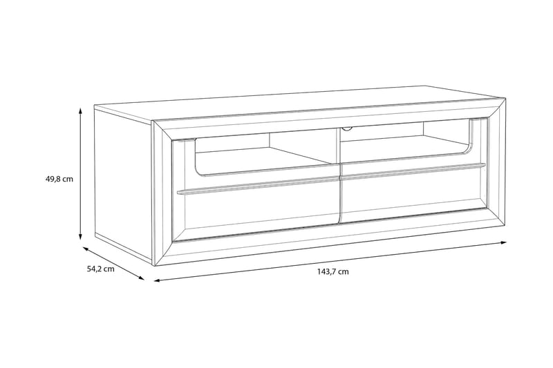 Tv-benk Edirne 144 cm - Beige/Brun - TV benk & mediabenk