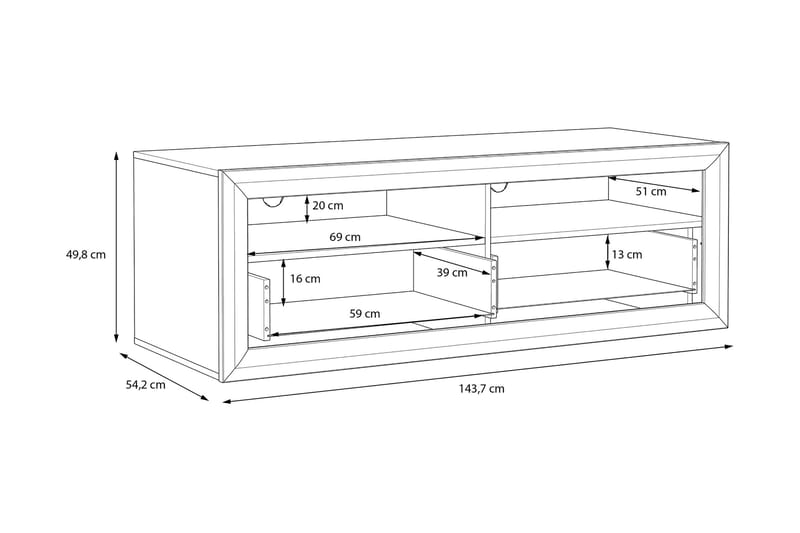 Tv-benk Edirne 144 cm - Beige/Brun - TV benk & mediabenk