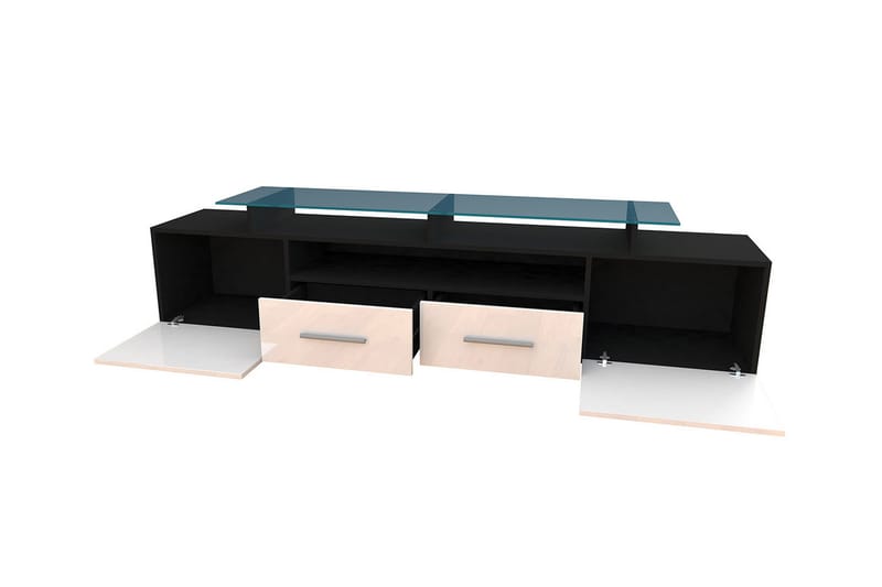 TV-Benk Evora 39x194 cm LED-belysning - Svart Høyglans - Møbler - TV- & Mediamøbler - TV benk & mediabenk