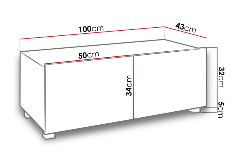 TV-benk Frick 100 cm Liten - Hvit - TV benk & mediabenk